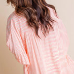 Chemise rayée à simple boutonnage et à manches mi-longues