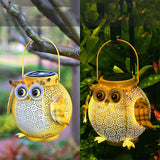 Lampe de jardin solaire en métal Hibou