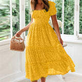 Robe Longue Florale à Manches Bouffantes