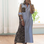 Robe chemise ample à motifs patchwork et rayures