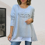 Lettre Col rond Faux T-Shirt deux pièces