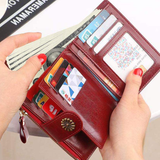 Mini porte-monnaie compact à deux volets pour femmes avec blocage RFID