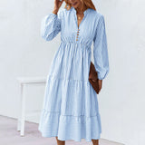 Robe à Manches Longues avec Imprimé Rayé