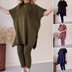 Ensemble deux pièces en tricot extensible pour femmes