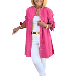 Vestes chemises longues unies en coton