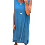 Robe sans manches à double épaisseur de couleur unie