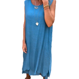 Robe sans manches à double épaisseur de couleur unie