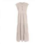 Robe sans manches en coton et lin à un bouton