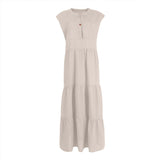 Robe sans manches en coton et lin à un bouton