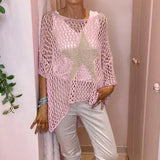 Tops en crochet à col rond et creux étoiles