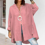 Chemise décontractée en lin de couleur unie