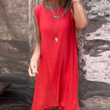 Robe sans manches à double épaisseur de couleur unie