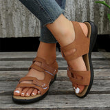 Sandales Plates en Cuir pour Femmes avec Soutien de la Voûte Plantaire