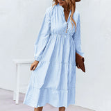 Robe à Manches Longues avec Imprimé Rayé