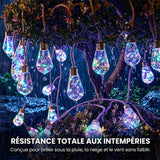Guirlande lumineuse avec ampoules suspendues à des cordes de jute