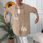 Veste à capuche boutonnée Lettre imprimée
