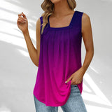 Débardeur à col carré en plumes et imprimé flora