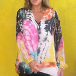 Top décontracté à col en V Tie-dye