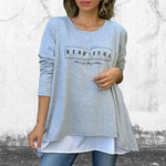 Lettre Col rond Faux T-Shirt deux pièces