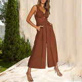 Combinaisons à encolure en V avec découpes et jambes larges