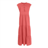 Robe sans manches en coton et lin à un bouton