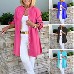 Vestes chemises longues unies en coton
