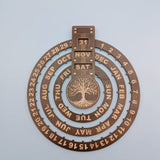 Calendrier perpétuel circulaire rotatif en bois