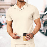 Nouveau polo à col en V gaufré d'été 2023