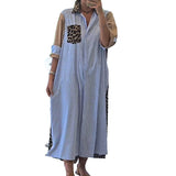 Robe chemise ample à motifs patchwork et rayures