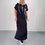 Robe à capuche zippée en patchwork