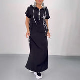 Robe à capuche zippée en patchwork