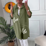 Veste à capuche boutonnée Lettre imprimée