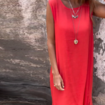Robe sans manches à double épaisseur de couleur unie