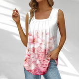 Débardeur à col carré en plumes et imprimé flora