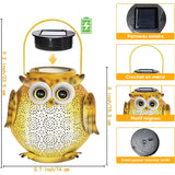 Lampe de jardin solaire en métal Hibou