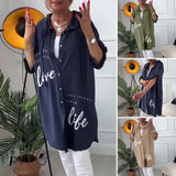 Veste à capuche boutonnée Lettre imprimée