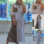 Robe chemise ample à motifs patchwork et rayures