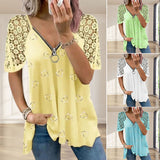 Chemisier motif coeur avec manches en dentelle avec fermeture éclair