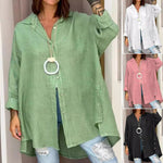 Chemise décontractée en lin de couleur unie