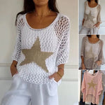 Tops en crochet à col rond et creux étoiles