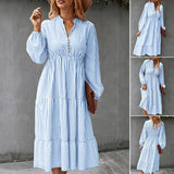 Robe à Manches Longues avec Imprimé Rayé