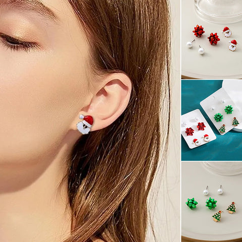 Boucles d'oreilles en perles avec fleurs de Noël