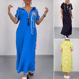 Robe à capuche zippée en patchwork