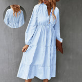 Robe à Manches Longues avec Imprimé Rayé