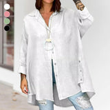 Chemise décontractée en lin de couleur unie