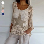 Tops en crochet à col rond et creux étoiles