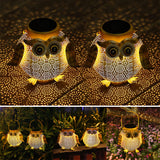 Lampe de jardin solaire en métal Hibou