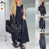 Robe longue décontractée sans manches à imprimé abstrait
