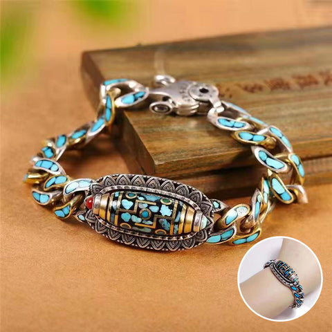 Bracelets avec Mantra à Six Caractères et Dzi à Neuf Yeux