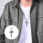 Collier crucifix en acier titane
